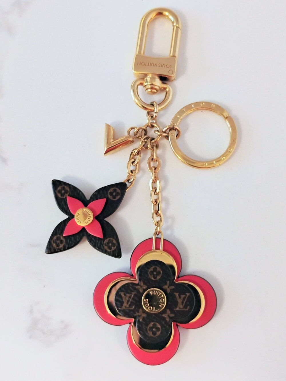 EUC Louis Vuitton Key/Bag Charm -  Monogram/Pink Leather/GHW